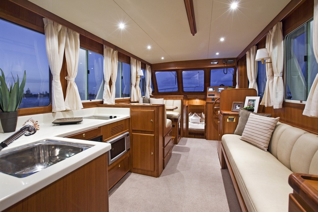 The saloon of the new Clipper Heritage 36 provides space, comfort and amenities. © Brett Thurley